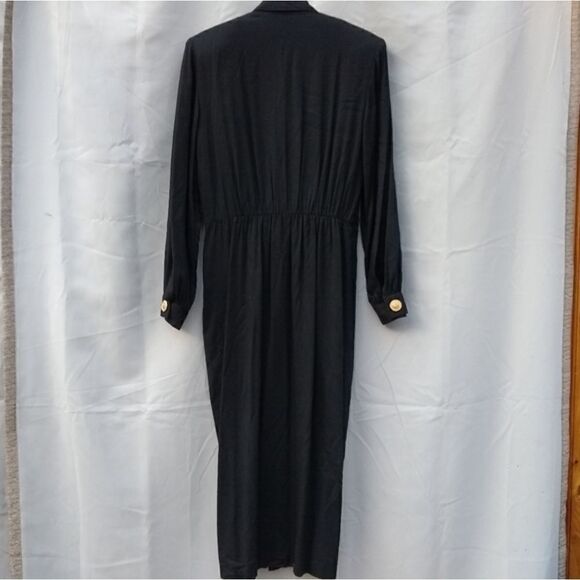 Moda Int International Unique Vintage collared black dress maxi long sleeve - Picture 5 of 11